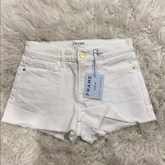 NEW • Frame • Braided Belt Cut Off Denim Shorts 24 - Picture 5 of 7